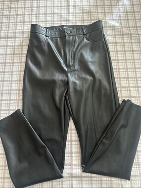 Black Faux Leather High-Rise Pants